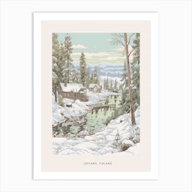 Vintage Winter Poster Lapland Finland 1 Art Print