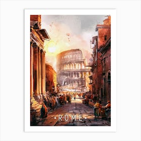 Rome City Watercolor Art Print