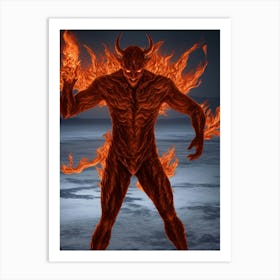 Demon In Flames Art Print