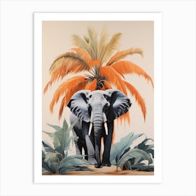 Elephant 2 Tropical Animal Portrait Art Print