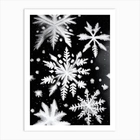 Crystal, Snowflakes, Black & White 2 Art Print