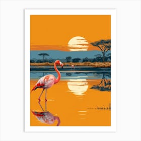Greater Flamingo African Rift Valley Tanzania Tropical Illustration 1 Art Print