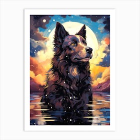 Dog In The Moonlight Art Print