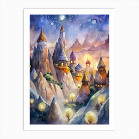 A Glowing Design Of The Fairy Chimneys In Cappadoc Art Print