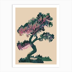 Juniper Tree Colourful Illustration 4 Art Print