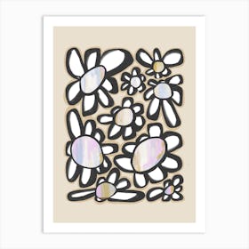 Bold Flowers Lila Blue Art Print