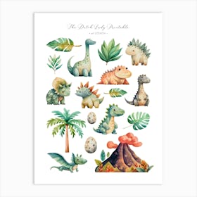 Cute Dinosaurs Art Print