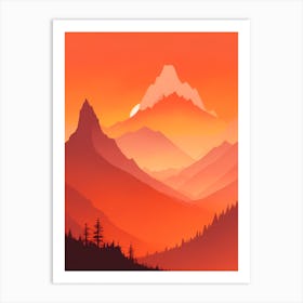 Misty Mountains Vertical Composition In Orange Tone 275 Art Print