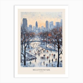 Winter City Park Poster Millennium Park Chicago 2 Art Print