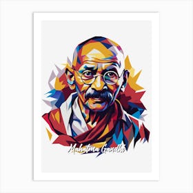 Mahatma Gandhi 01 Portrait WPAP Pop Art Art Print