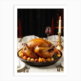 An Autumn Feast Imbued With Sincere Gratitude A Perfectly Roasted Turkey Sits Proudly At The Center (1) Art Print