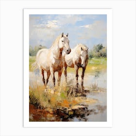 Horses Painting In Corsica, France 3 Art Print