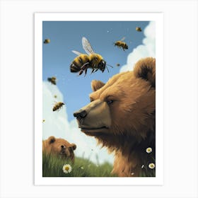 Halictidae Bee Storybook Illustration 4 Art Print