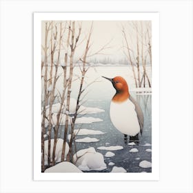 Winter Bird Painting Canvasback 2 Art Print