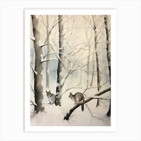 Winter Watercolour Gray Squirrel 1 Art Print