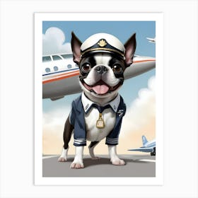 Boston Terrier Pilot 1 Art Print