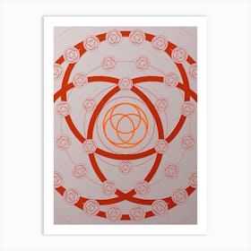 Geometric Abstract Glyph Circle Array in Tomato Red n.0076 Art Print