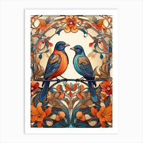 Default Stylized Colorful Design Of Birds In Art Nouveau Style 1 (3) Art Print