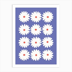 Daisy Red Blue Art Print