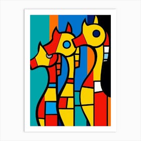 Seahorse Abstract Pop Art 4 Art Print