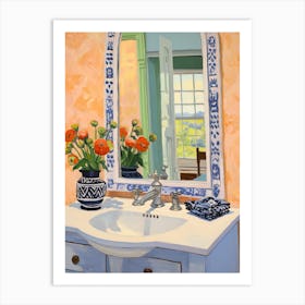 Bathroom Vanity Painting With A Queen Anne S Lace Bouquet 2 Art Print