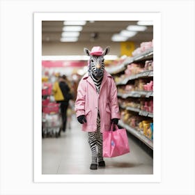 Zebra In A Supermarket Art Print