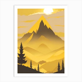 Misty Mountains Vertical Composition In Yellow Tone 26 Art Print