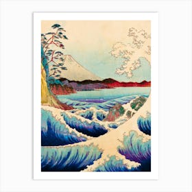 Illustration Wave Japanese Mount Fuji Art Print