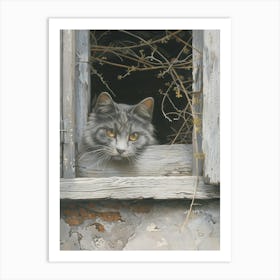 Cat Looking Out Of A Window 1 Art Print