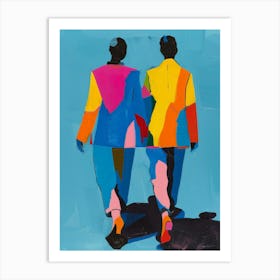 Two People Walking Art Print