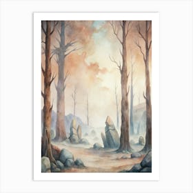 A Minimalist Poster Of Petrified Trees In An Ancie (1) Art Print