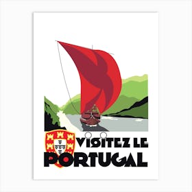 Visit Portugal, Sailing boat on a Sea Art Print