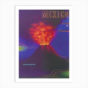 Mexico Volcano Vintage Travel Poster Art Print