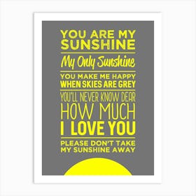 You Are My Sunshine Print Inspiratinal Print Art Print