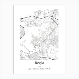 Regla,Cuba Minimalist Map Art Print