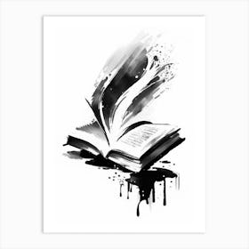 Open Book Symbol 1 Black And White Painting Art Print