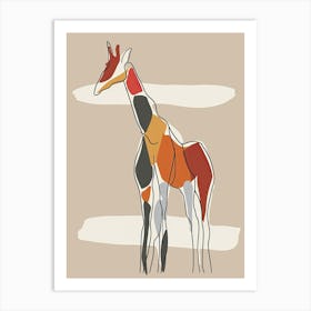 Giraffe - Boho, Line Art 13 Art Print