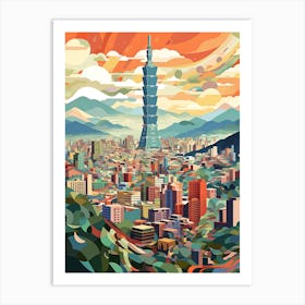 Taipei,Taiwan, Geometric Illustration 1 Art Print