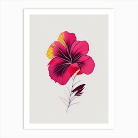 Hibiscus Floral Minimal Line Drawing 4 Flower Art Print