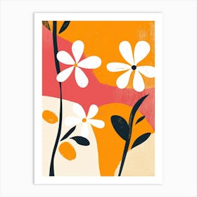 Flowers In Orange And Black Art Print