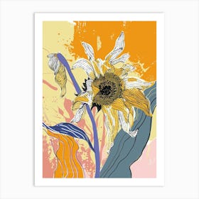 Colourful Flower Illustration Sunflower 3 Art Print