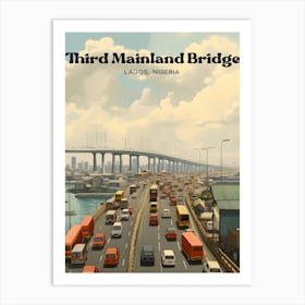 Third Mainland Bridge Lagos Nigeria Eko Travel Illustration Art Print