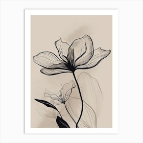 Lilies Line Art Flowers Illustration Neutral 5 Art Print