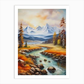 The nature of sunset, river and winter.7 Art Print