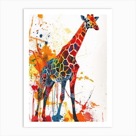 Giraffe Colourful Watercolour 2 Art Print