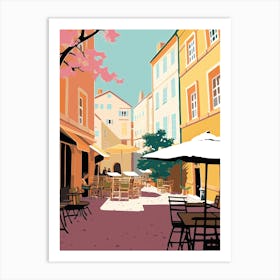 Aix En Povence, France, Flat Pastels Tones Illustration 1 Art Print