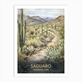 Saguaro National Park Watercolour Vintage Travel Poster 2 Art Print