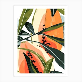 Papaya Close Up Illustration 2 Art Print