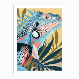 Pastel Blue Mexican Spiny Tailed Iguana Abstract Modern Illustration 5 Art Print