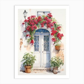 Bari, Italy   Mediterranean Doors Watercolour Painting 1 Art Print